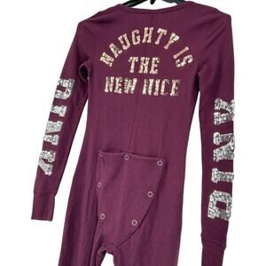 Women's Victoria's Secret PINK 'Naughty Is The New Nice' Thermal Onesie PJs Sz S